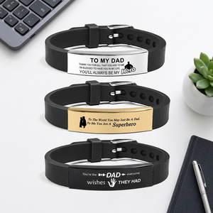 Regalos para el Día del Padre, Brazalete <span class=keywords><strong>con</strong></span> Frase Inspiradora, Joyería para Hombre y Mujer, Pulsera de Acero Inoxidable y Silicona - Product Image 1