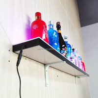 Présentoir à liqueur mural flottant éclairé par LED 6 pouces de profondeur avec support de trépied 16 | 24 | 30 pouces Options d'étagère de présentation de bouteilles d'alcool