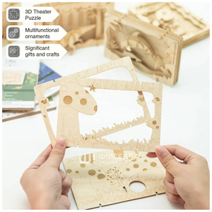 Puzzle en <span class=keywords><strong>bois</strong></span> <span class=keywords><strong>3D</strong></span> Wincent Dinosaure T-Rex Boîte à ombre Diorama de la jungle Kit de modélisme DIY Jouet éducatif STEM Décoration Cadeau Enfants - Product Image 2