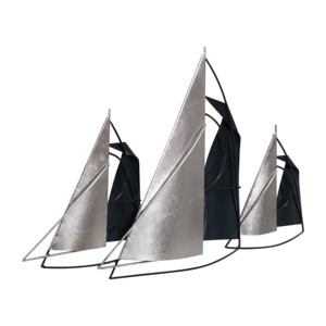 Decorazione da parete in metallo a forma di barca a vela per l'arredamento di case costiere, camera da letto, soggiorno, bagno. - Product Image 2