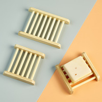 Ensemble de quatre pièces écologiques Porte-savon en bambou naturel Savonnière en bois durable