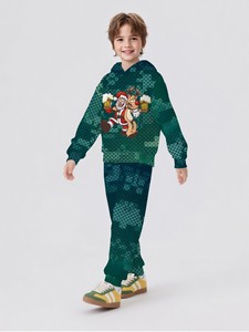 Ensemble deux pièces pour garçons, nouveau modèle 2025, <span class=keywords><strong>chemise</strong></span> de sport à capuche avec pantalon, <span class=keywords><strong>motif</strong></span> imprimé de style Noël - Product Image 4