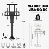 Support de télévision électrique dissimulé, moteur ultra-silencieux, télécommande motorisée pour écrans LED de 42 à 70 pouces, pour home cinéma de luxe