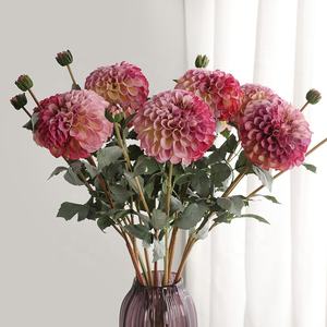 KEWEI 597 Bon Prix <span class=keywords><strong>Dahlia</strong></span> Artificiel Fleur De Soie Artificielle Unique Chrysanthème Boule 2 Fourchettes <span class=keywords><strong>Dahlia</strong></span> Bourgeon - Product Image 2