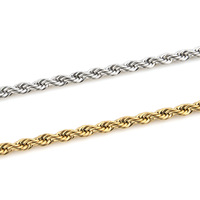 Collier en Chaîne Torsadée Moderne et Élégante en Acier Inoxydable Plaqué Or 18 Carats, Épaisseur 2-5,0 mm, Longueur 45-60 cm