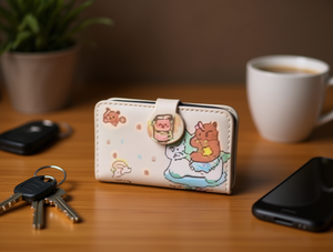 Portafoglio con stampa cartoon e bottone singolo, misura media, materiale PU, uso quotidiano, unisex - Product Image 2