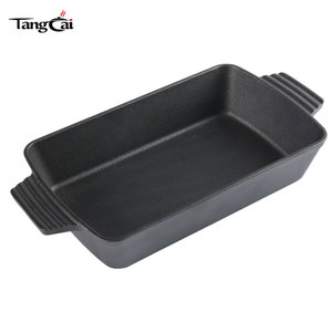 <span class=keywords><strong>Plat</strong></span> à lasagna <span class=keywords><strong>rectangulaire</strong></span> en fonte pré-culottée pour extérieur et intérieur, avec poignées, pour <span class=keywords><strong>gratin</strong></span> et casseroles, noir - Product Image 1