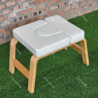 Tabouret de yoga en bois pour postures inversées, avec coussin ergonomique en PU, chaise d'inversion pour entraînement à domicile