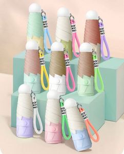 ร่มพับได้สำหรับเดินทางกันแดดกันฝน พร้อมสายคล้องแบบถัก ด้ามจับแบน ดีไซน์สีตัดกัน เคลือบป้องกันรังสียูวี เหมาะสำหรับเป็นของขวัญ - Product Image 1