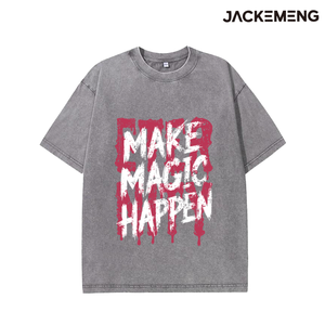 T-shirt Oversize Rosa Lavato 'Make Magic Happen' Stile Streetwear Retrò, Maglietta Hip Hop a Maniche Corte, Disponibile all'Ingrosso da Magazzino Locale USA - Product Image 5