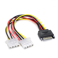 SUPERLINK/OEM SATA 15P Molex 4-Pin IDE Kabel Daya Dual 1 2 Splitter 15CM Konduktor CCA Jaket PVC Internal untuk Chassis Komputer