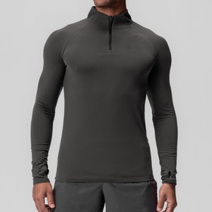 Men's Compression Long Sleeve Stand Collar Top Half Zip Quick Dry Solid Color Fitness Wear High Elasticity Polyester/Cotton - Product Image 2