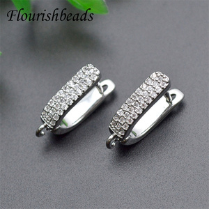 Crochets de boucles d'oreilles en forme de U, plaqués or 18 carats et rhodium, anti-<span class=keywords><strong>rouille</strong></span>, avec pavé de zirconium cubique, pour la fabrication de bijoux féminins tendance - Vente chaude - Product Image 3