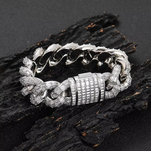 Accesorios de Hip Hop, Brazalete de 21 mm, Cadena Cubana de Tres Filas con Circonitas, Brazalete Grueso para Hombre, Tanjing - Product Image 2