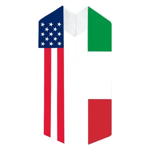 Lenço personalizado com estampa de bandeira dos EUA e Itália, fita de honra com duas bandeiras, usado por estudantes para celebrar a formatura