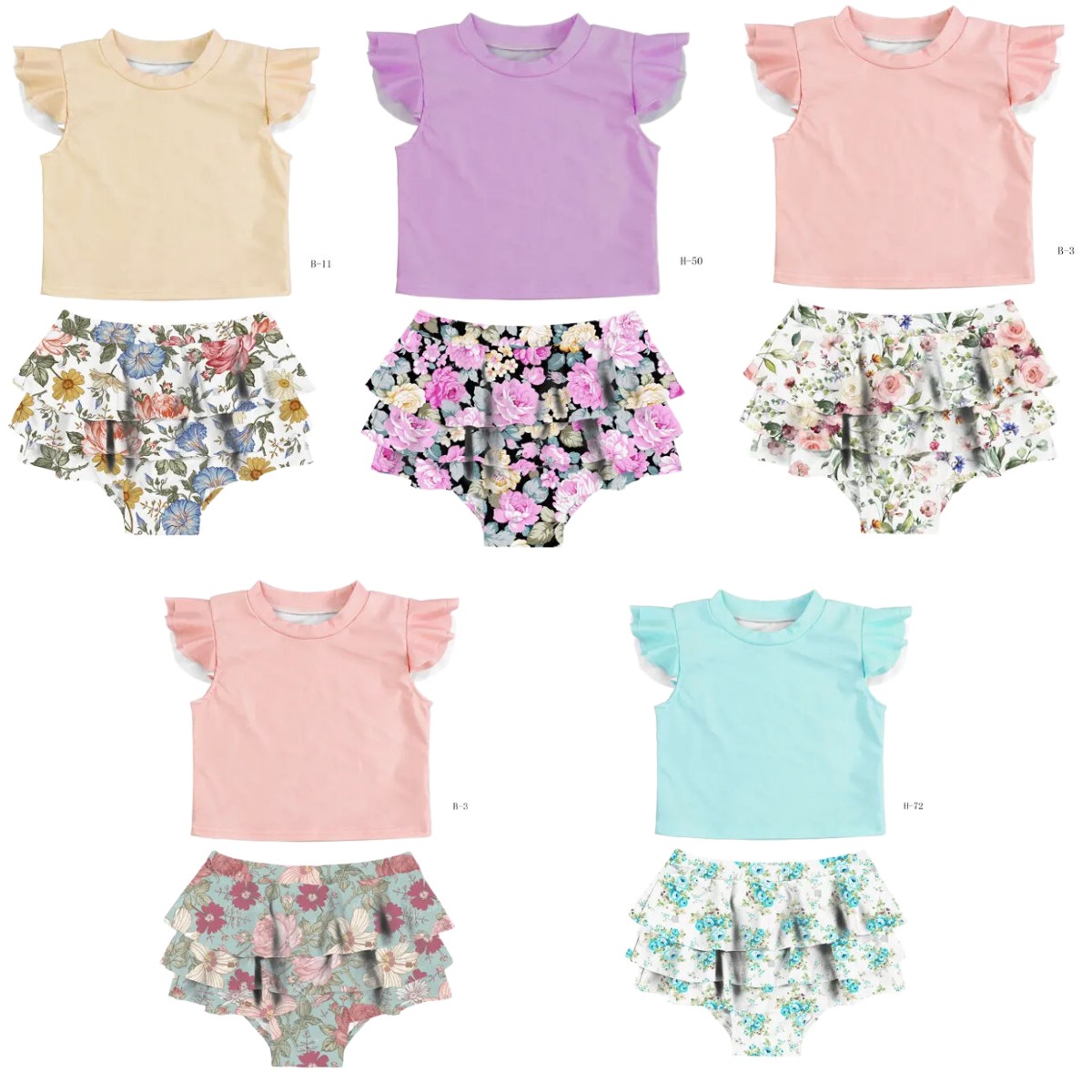 Новейшая модель; Комплект из 2 предметов, купальник для маленьких девочек; Летние детские купальные костюмы; Комплекты бутик для малышей Топ для детей с года до трех лет и рюшами шорты для серфинга