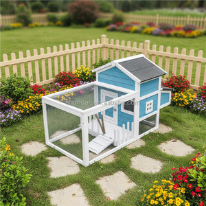 SHUNDA SDR025 Conejera <span class=keywords><strong>de</strong></span> madera para exteriores, casa <span class=keywords><strong>de</strong></span> cría <span class=keywords><strong>de</strong></span> conejos, casa <span class=keywords><strong>de</strong></span> mascotas Pequeña Azul a la moda, jaula para conejos, rampa incluida, bandeja extraíble - Product Image 4