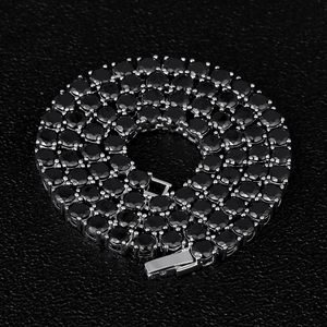 Collier chaîne tennis en <span class=keywords><strong>or</strong></span> <span class=keywords><strong>blanc</strong></span> 5 mm 18 pouces avec zircon noir glacé, bijoux hip hop KRKC&CO - Product Image 4