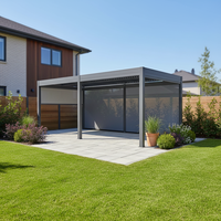 Pavillon à Louvre Électrique Intelligent en Alliage d'Aluminium PVC, Imperméable au Vent, Pare-Soleil Extérieur, Pergola pour Villa Nature
