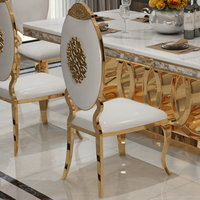 Ensemble de table à manger en marbre de style européen moderne et luxueux, structure en acier inoxydable, 10 places, pieds en métal rectangulaires pour salle à manger de villa