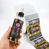 Etiqueta Adhesiva Personalizada con Logotipo en Dorado Mate sobre Negro, Etiqueta de Vinilo Adhesiva Impermeable para Alimentos, Rollo de Etiquetas para Botellas, Etiqueta para Productos