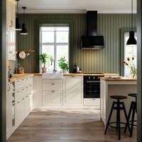 Meubles de cuisine en bois massif de pin de style américain, écologiques, résistants à l'eau, sur mesure pour la rénovation de toute la maison