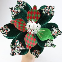 Fleur de Magnolia Artificielle pour Noël et le Nouvel An, Décoration à Brancher pour la Maison