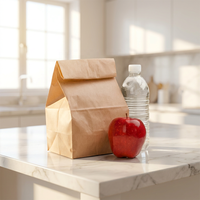 Sacs d'épicerie en papier kraft recyclables et réutilisables ZJPACK à fond carré, sérigraphiés pour un emballage écologique des courses en supermarché