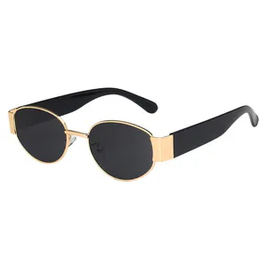 Logotipo personalizado lujo redondo marco de metal lentes de sol retro gafas de sol vintage mujeres hombres gafas de sol 2024