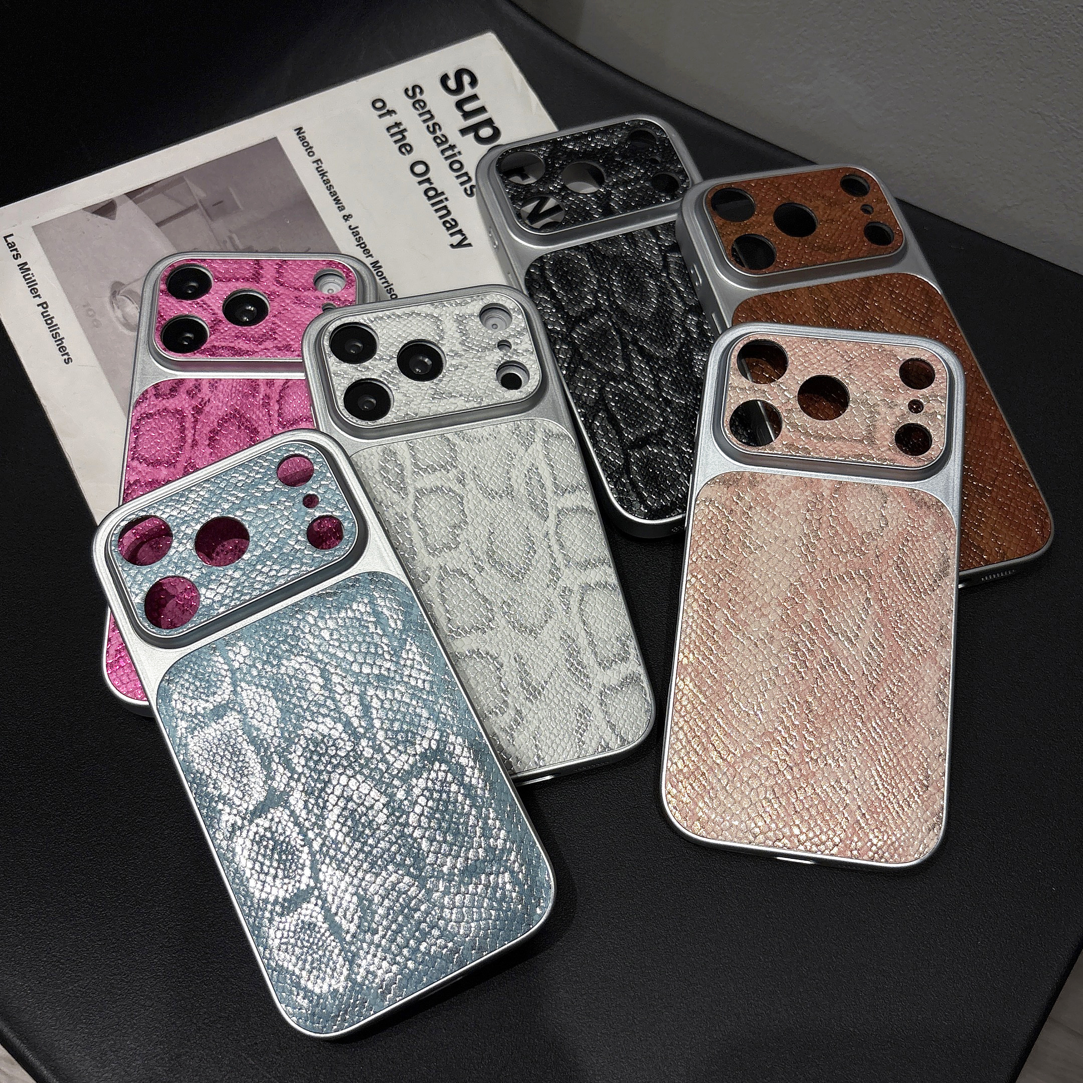 For Apple <strong>iPhone</strong> 17 Promax Luxury Simple Solid Color <strong>Snake</strong> <strong>Pattern</strong> Business Shockproof Phone Protector <strong>case</strong>