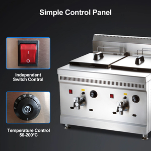 <span class=keywords><strong>Friteuse</strong></span> à gaz commerciale en acier inoxydable 18L+18L pour poulet, avec thermostat, vente en gros - Product Image 2