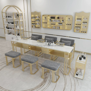 Venta caliente para la fábrica de salón <span class=keywords><strong>Precio</strong></span> bajo Muebles de salón de belleza Metal Mármol Manicura <span class=keywords><strong>Mesa</strong></span> de uñas - Product Image 3