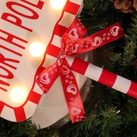 Weihnachtliche Straßenschild-Lichter 6 Stile LED Holz-Tischdekoration Batteriebetrieben Santa Stop North Pole Feiertagsparty Zuhause