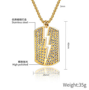 Collar con Colgante de Rayo Estilo Hip Hop 2026, Joyería de Acero Inoxidable Impermeable con Baño de Oro de 18K y Circonitas para Hombre y Mujer - Product Image 2