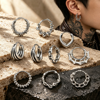 Boucles d'oreilles créoles élégantes pour hommes en acier inoxydable 316L vieilli, style rétro, hip-hop, cadeau pour REACH
