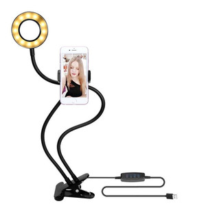 Anneau lumineux pour <span class=keywords><strong>selfie</strong></span> avec support de téléphone portable flexible, compatible avec YouTube, vidéo et photographie, pour <span class=keywords><strong>iPhone</strong></span> <span class=keywords><strong>Xs</strong></span> Max XR et Android - Product Image 1