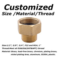 Konektor Pipa Kuningan Reducer Hex Nipple Selang Taman Air Tembaga 1/2 Inch 3/4 Inch Adaptor Ulir Jantan ke Betina