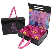 Boîte cadeau magnétique de luxe avec impression personnalisée, emballage de vente au détail pour perruques et postiches, doublée de satin