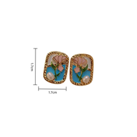 Boucles d'oreilles en forme de fleurs de style antique, peinture à l'huile rose rétro française, style palais, baroque, imitation perle, vente en gros