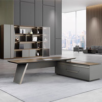 Bureau de direction moderne de luxe Liyu, personnalisable, style bois massif, pour PDG et organisateur de poste de travail