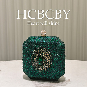 Luxury Emerald <strong>Green</strong> Sparkly Crystal <strong>Clutch</strong> - Elegant Mini Box Evening Bag for Women - Product Image 3