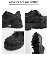 Chaussures Derby pour hommes haut de gamme, à bout carré, antidérapantes, respirantes, à semelle épaisse, avec effet de volume pour les pieds larges