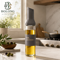 Klantspecifiek logo groothandel 500ml 16.9oz automatische glazen olieverdeler fles kantelgiet azijn keuken 4 kleuren Bolong