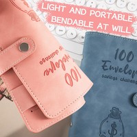 Carnet à feuilles mobiles avec couverture en cuir PU A6 - Défi d'épargne de 100 enveloppes - Cadeau promotionnel