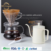 Kingze Outils de barista personnalisés Kit de café à verser tout-en-un Ensemble de préparation de café à la main en 5 pièces pour cadeau Café à domicile
