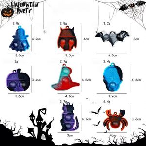 Jouet anti-stress personnalisé - Porte-clés Halloween, jouets anti-stress, bulles en silicone fantôme et citrouille - Fidgets à presser - Product Image 3