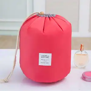 Bolsa de viagem em formato de barril, com cordão redondo, bolsa de cordão para cosméticos, venda quente