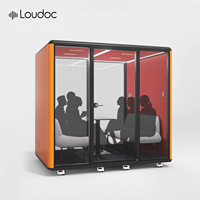 Cabine de bureau modulaire grande capacité pour 4-6 personnes, isolation acoustique élevée, cabine de réunion insonorisée, ignifuge pour hôtel, entrepôt