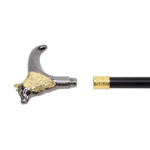 Oro nero lupo T manico di Halloween bastone di autodifesa bastone bastone da passeggio con foglio di ferro all'interno - Product Image 4