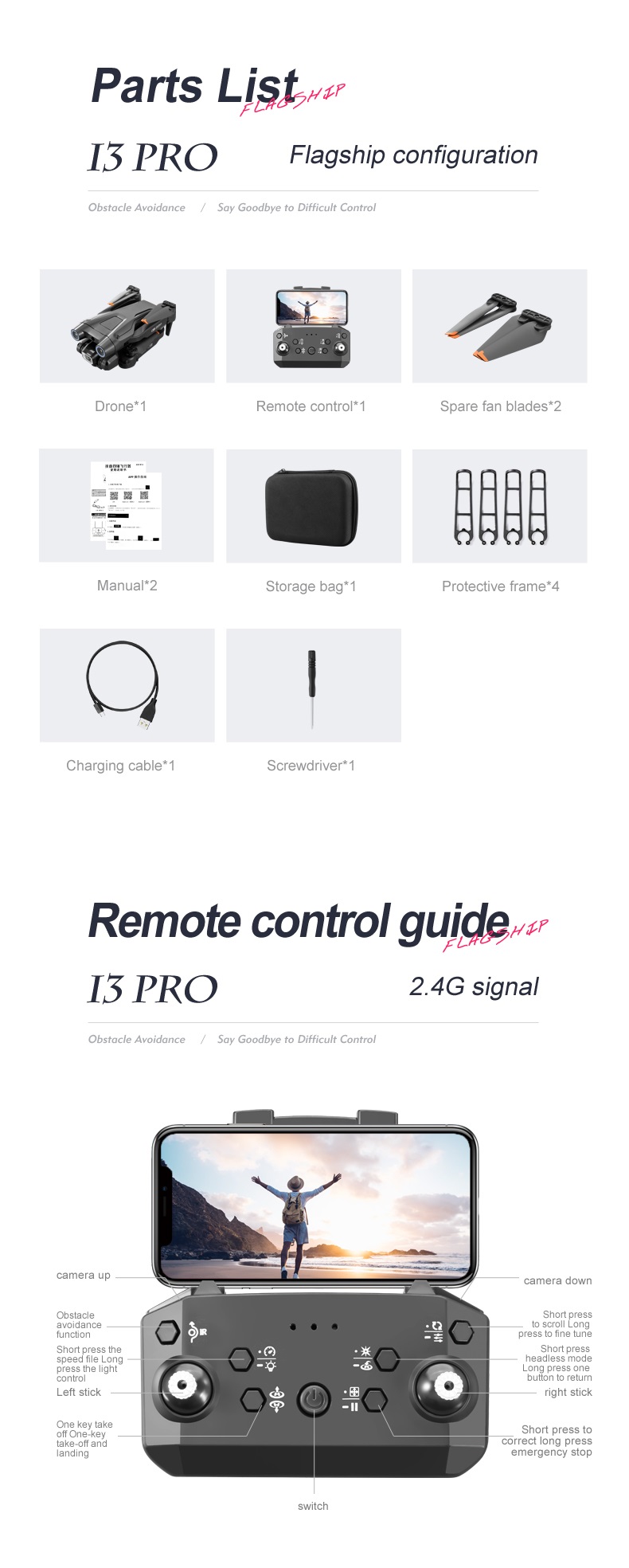 I3 Pro Drone, parts listyut i3 pro flagship configuration obstacle avoidance